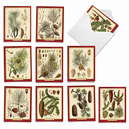 The Best Card Company - Box of 10 Holiday Note Cards - Christmas Cards Assorted, Xmas Trees and Landscapes (4 x 5.12 Inch) - Pining for Christmas M10011XS
