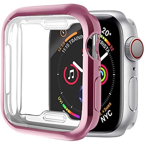 [1 Pack] Aladrs Screen Protector Case for Apple Watch 40mm, Full Protective HD Ultra-Thin Cover Compatible with iWatch Series 4 Series 5 Series 6 SE Bumper Case, Rose Pink Cover