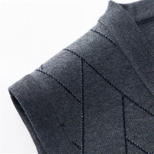 Men's Classic Wool Blend Sweater Vest Vintage V-Neck Basic Sleeveless Argyle Button Down Knitted Cardigan Vest3