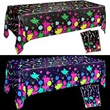 APUXXJUPA 4 Pack Neon Table Cloths, Glow in The Dark Table Cloths for Black Light Party Supplies, Neon Birthday DecorationsοΌ51 x 86 inch