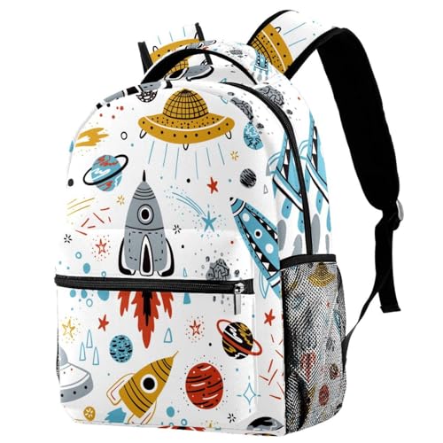 Sac à dos d'école espace multicolore pour ados et enfants de 29x20x40cm
