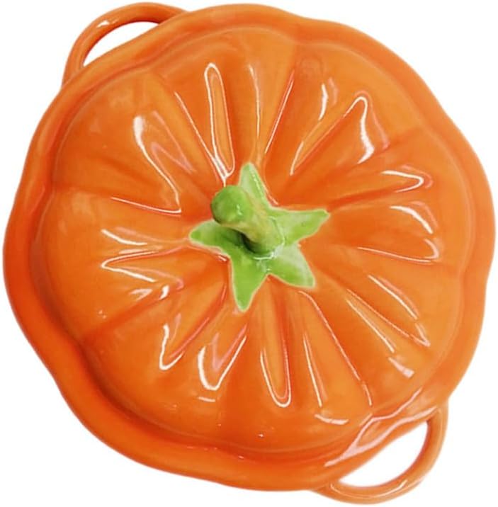 Amosfun Ceramic Jar with Lid Pumpkin Shaped Tea Jar Thanksgiving Day Decor Candy Cookie Canister for Coffee, Sugar, Tea Halloween Party Trick or Treat Supplies