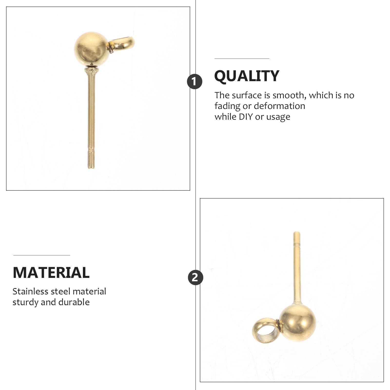 Accessori per Orecchini Componenti per Fai da Te 100 Pezzi in Acciaio Inossidabile Oro Resistenti e Sbiadimento, per Creazione Gioielli Personalizzati