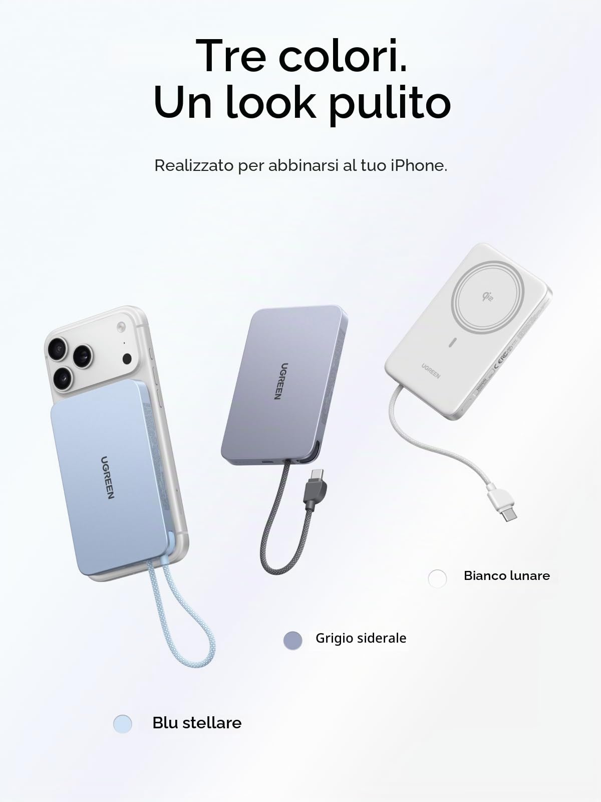 UGREEN MagFlow Air Qi2 15W Batteria Esterna Ultrasottile 10000mAh Cavo USB C PD 30W Compatibile con MagSafe per iPhone 17 16 15 14 13 12 Air Plus Pro Max Power Bank Carica Magnetica (Grigio)