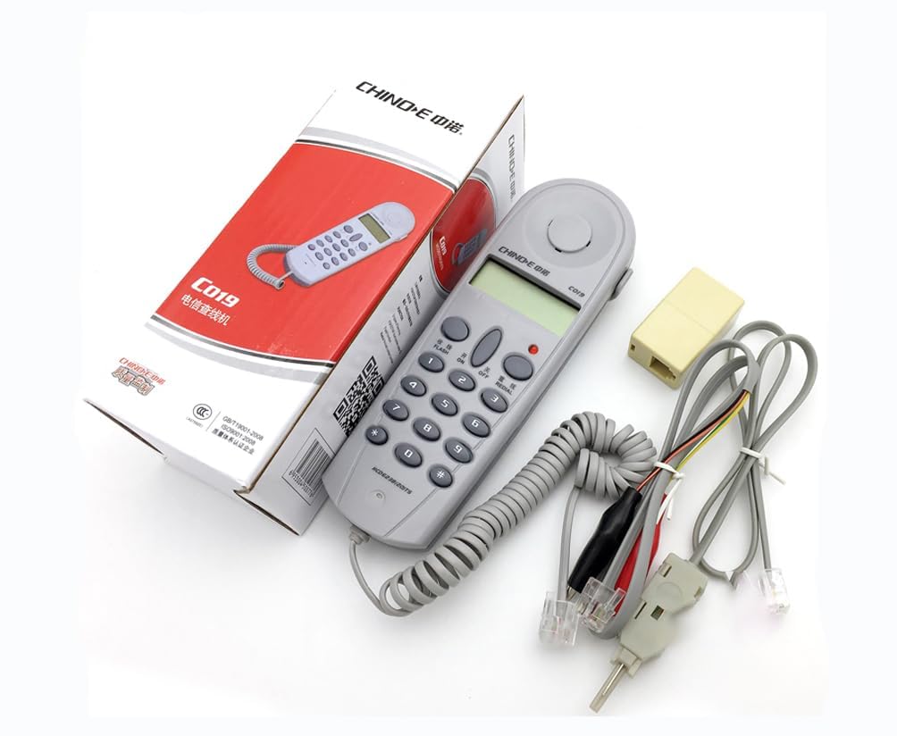 Brccee AC C019 Phone Telephone Butt Test Tester Lineman Tool Cable Set with Connectors and Joiner (Grey White)