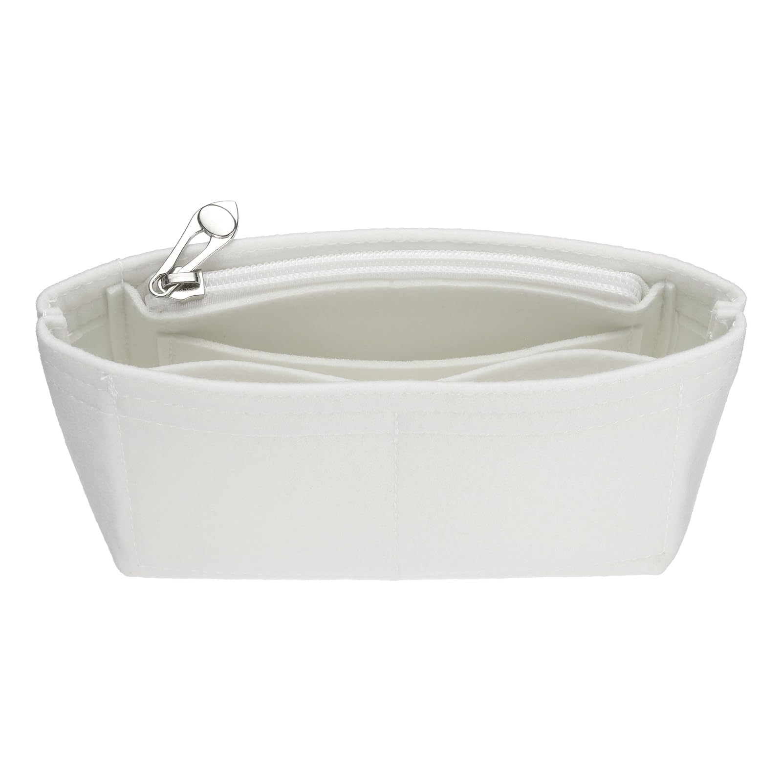 QUARKZMAN Organizer do torebki, mały filcowy organizer do torebki ręcznej, do przechowywania i wykończenia, wewnętrzna kieszeń, wkładka z zamkiem błyskawicznym, do plecaka, torby na ramię, biały