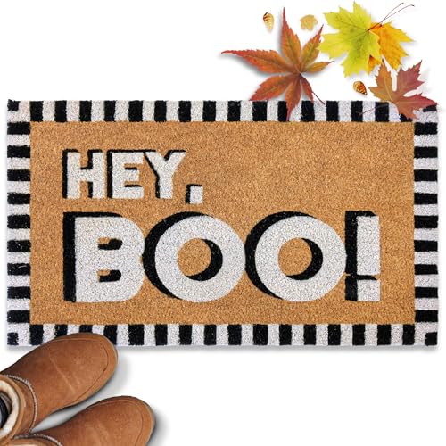 Hey Boo Door Mat 30x17 Inch, Hey Boo Welcome Mat for Covered Outd...