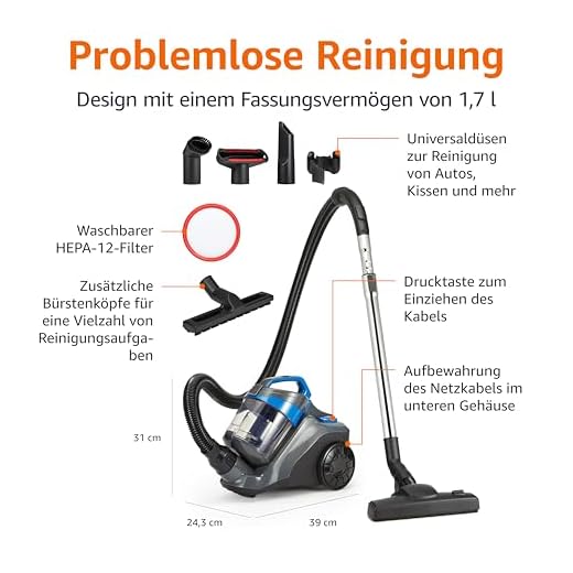 Amazon Basics Kompakter Bodenstaubsauger ohne Beutel
