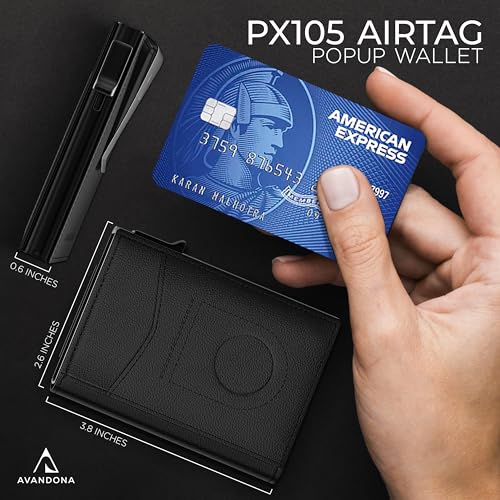 Airtag Wallet for Men - Leather Slim Wallet with Airtag Holder, Mens Minimalist Wallet with RFID Blocking & Money Clip, Gifts for Men - Black4