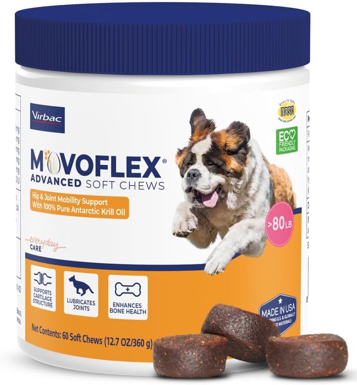 Miniatura 1 de MOVOFLEX Virbac - Suplemento avanzado de apoyo articular para perros, soporte de cadera y articulaciones, suplemento para articulaciones y cadera
