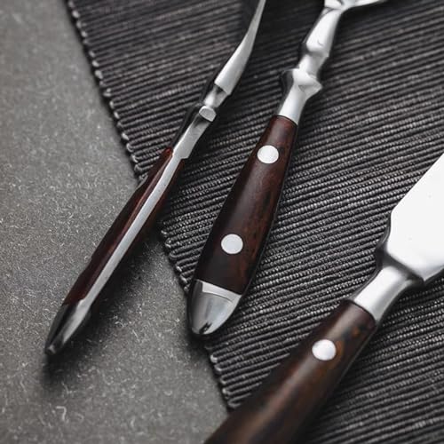 Brown Silverware Set 5 Piece Flatware Cutlery Set Service for 1,18/10 Stainless Steel Faux Wood Rivet Handle Mirror Polished Dishwasher Safe Premium Durable Utensil Sets for Home Kitchen Wedding