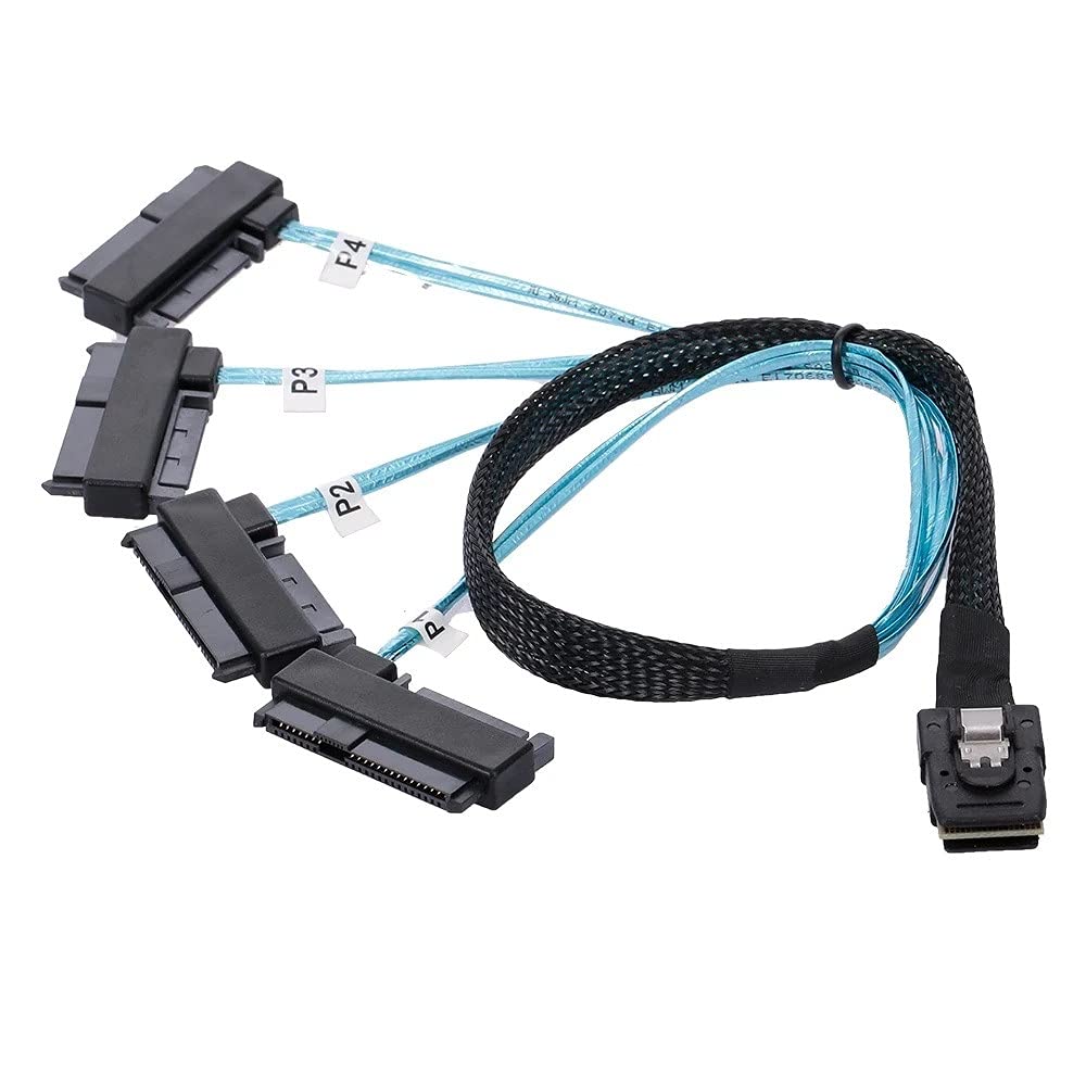 xiwai Host mini-SAS SFF-8087 interno 36 pin su 4 dischi rigidi SAS target SFF-8482 e cavo di alimentazione SATA da 100 cm
