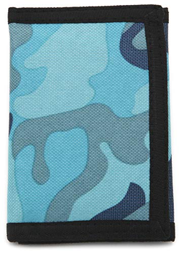 Image of AI-DEE RFID Trifold Canvas Outdoor Sports Wallet for Kids - Front Pocket Wallet with Magic Sticker - Blue