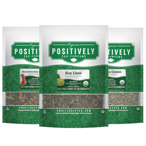 Image of Organic Positively Tea Company, Fruity Green Tea Bundle, Loose Leaf, 4 Ounce, 3 Pack