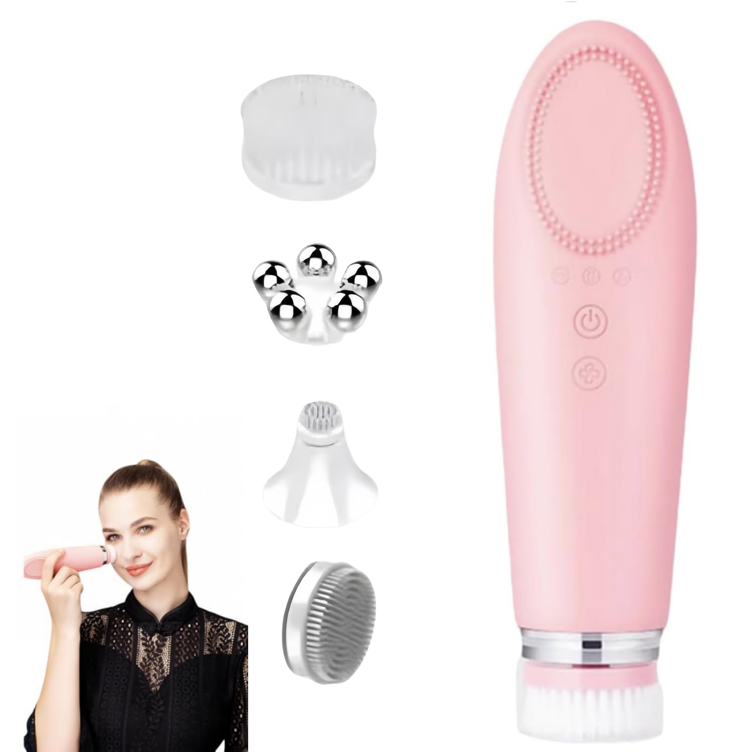 VINVI Gesichtsmassage‑Tool zur Gesichtspflege und Porenreinigung  (Rosa)
