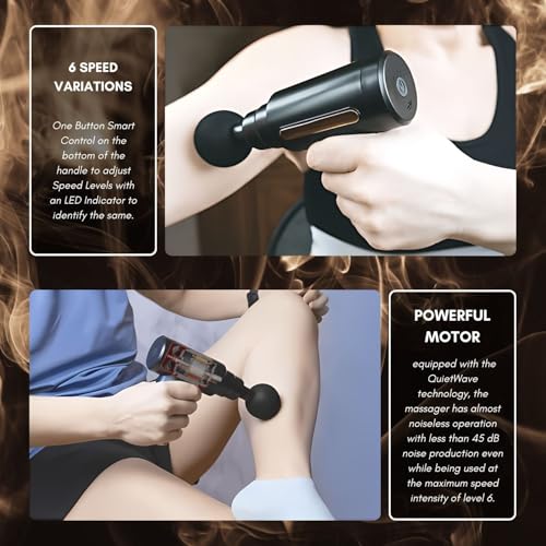 Image of DR PT Gun Massager for Athletes Handheld Neck & Back Massager |4 Specialized Heads |30 Speed Level Massager for Full Body with Premium Carry Bag