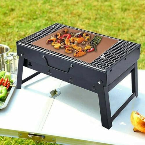 Alfombrillas de barbacoa resistentes al calor, sin papel de hornear, para asar a gas y carbón, paquete de 4 hojas aislantes
