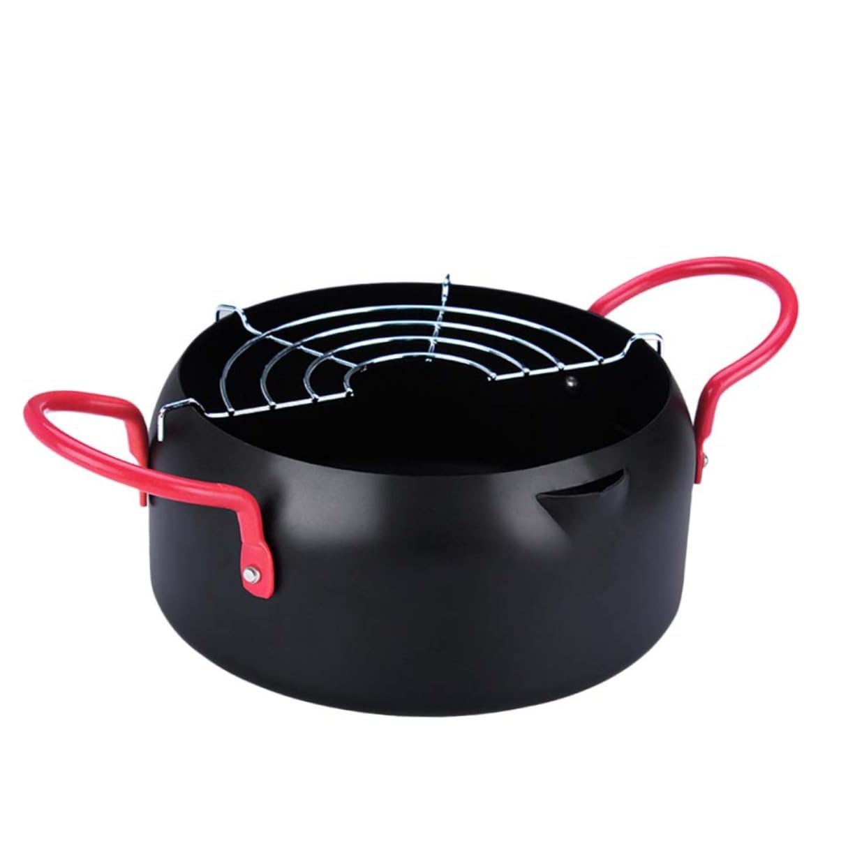 ABOOFAN Large Frying Pan with Lid Deep Frying Pot Strainer Iron Household Fryer Mini Fryer