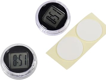 2Pcs Black Motorcycle Clocks, Waterproof Stick-On Motorbike Mount Digital, for Vehicle, Auto, Car, SUV and More 1.1 Diameter Clocks Motorcycle Clock 1.1 x 0.4 inch