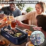 Indoor Grill CUSIMAX Electric Smokeless Grill Portable Korean BBQ Grill with Turbo Smoke Extractor Technology, Non-stick Removable Plate, Tempered Glass Lid, Great for Party(Single Plate) - Image 2
