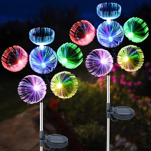 Jellyfish Solar Lights, 2 Pack Outdoor Decoration, Women's Gifts with 2 Lighting Modes