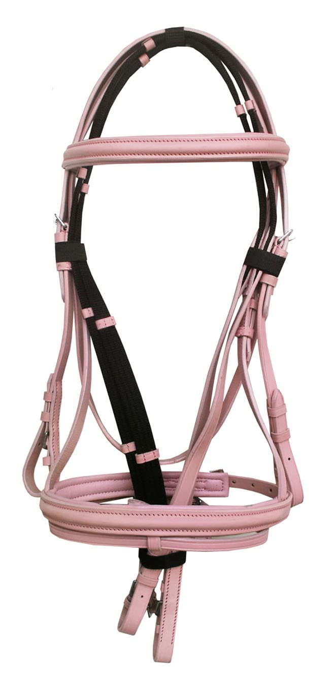 CHALLENGER English Horse Salmon Pink All-Purpose Trail Leather Bridle Reins Pony 80327PK-P