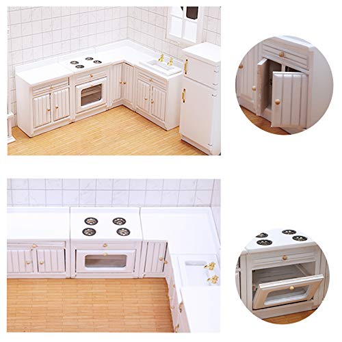 Hiawbon 1:12 Scale Mini Wooden Furniture Miniature Kitchen Furniture Set Mini House Accessories Furniture Model For Birthday Gifts #TOP2