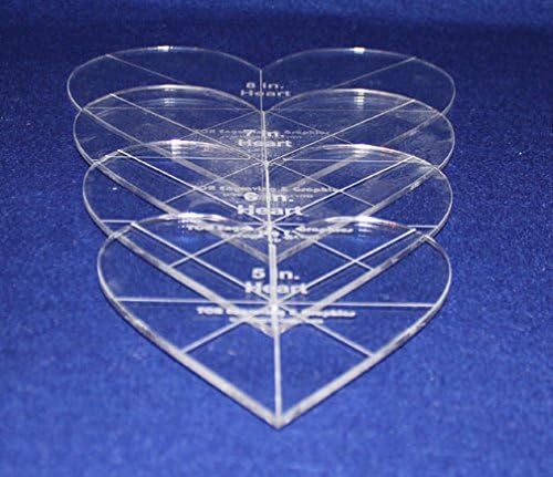 Heart Template 4 Piece Set. 5 Inch,6 Inch,7 Inch 8 Inch - 1/8 Inch Thick