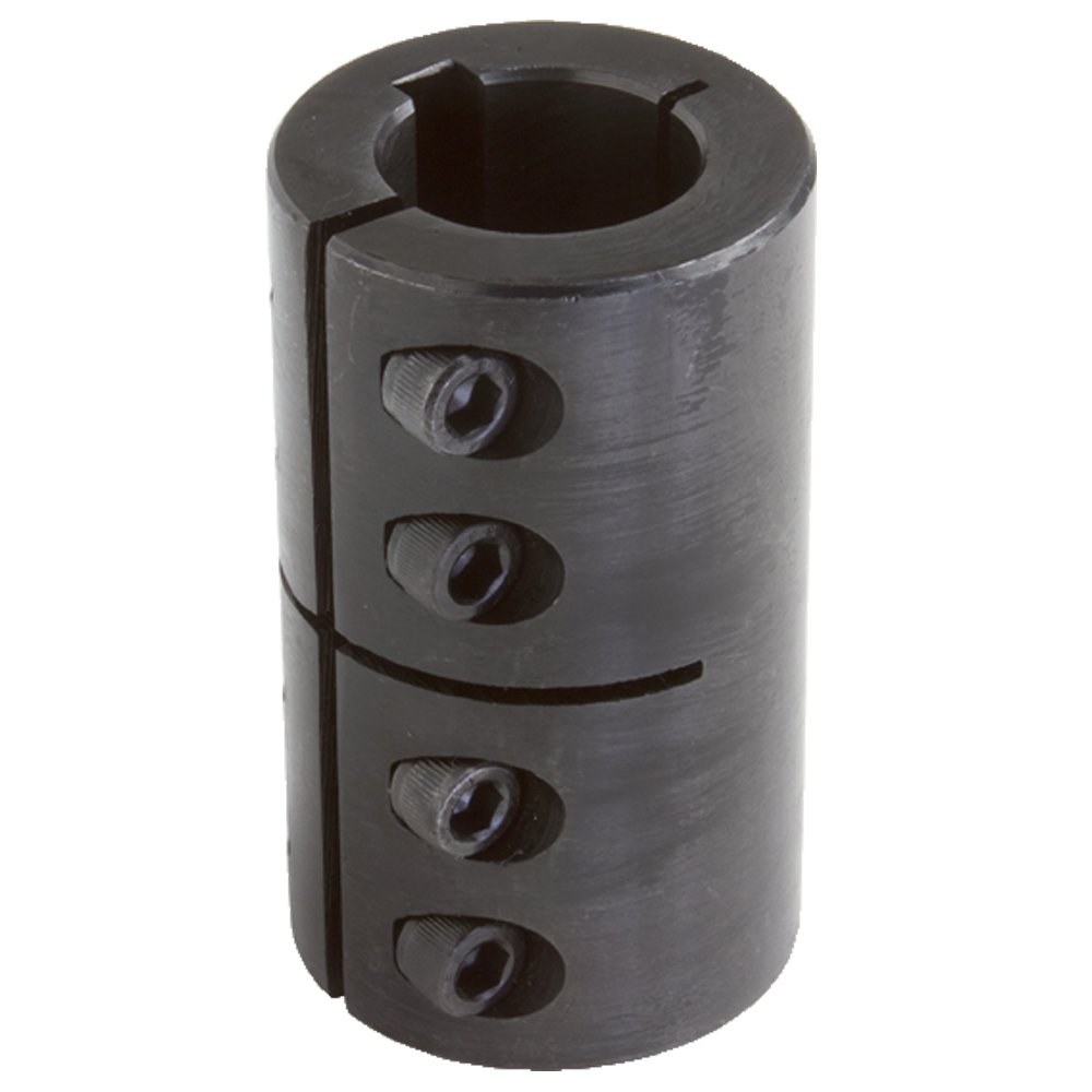 Climax Part ISCC-200-200-KW Mild Steel, Black Oxide Plating Clamping Coupling, 2 inch X 2 inch bore, 3 3/8 inch OD, 4 7/8 inch Length, 3/8-24 X 1 Clamp Screw