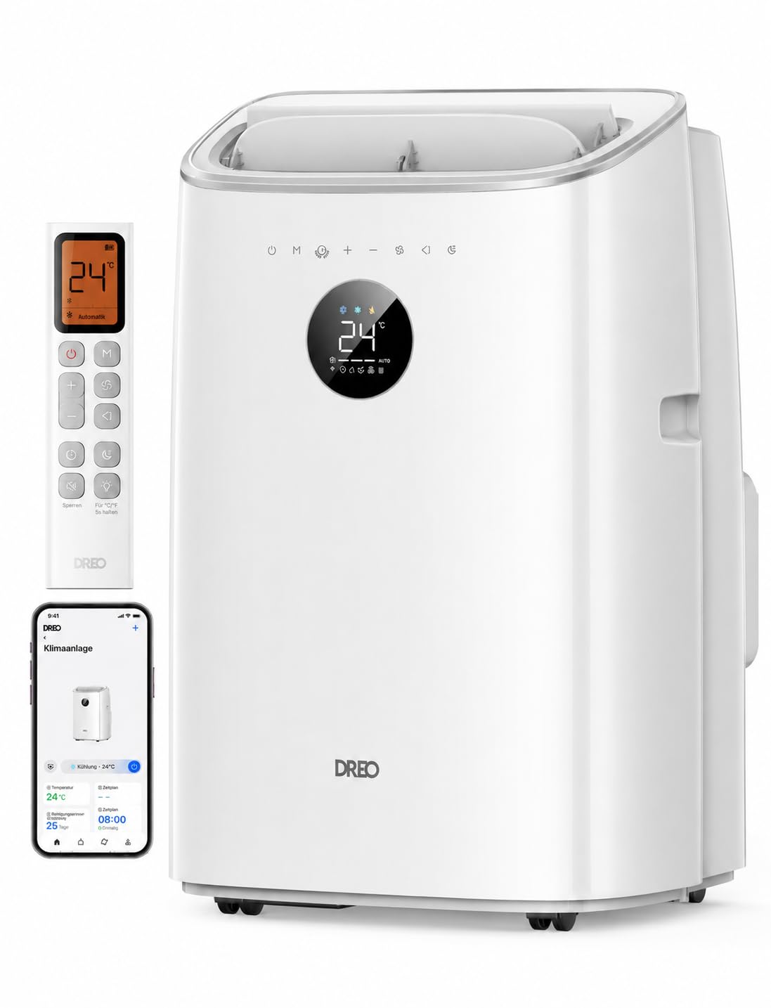 DREO 7.500 BTU Mobile Klimaanlage 3-in-1 Kühlen Ventilieren Entfeuchten App-Sprachsteuerung Fenster-Set AC318S