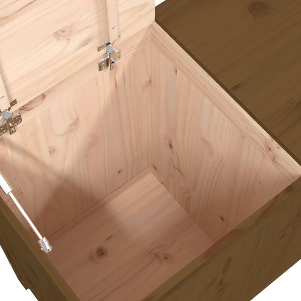 Wäschetruhe Honigbraun aus massivem Kiefernholz 88,5x44x76 cm mit Deckel und Fach, klappbar als Wäschesammler und Organizer für Badezimmer, Schlafzimmer, Waschküche, Kinderzimmer