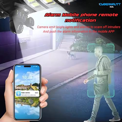 Image of XUGA-Cybernautt Series X13L 18MP 3 Lens PTZ Solar 4G Sim Outdoor CCTV Streetlight Camera with 3 View | Siren Alarm | Night Vision | All 3 Lens Mobile Controlled | Use Air-tel 4G Sim