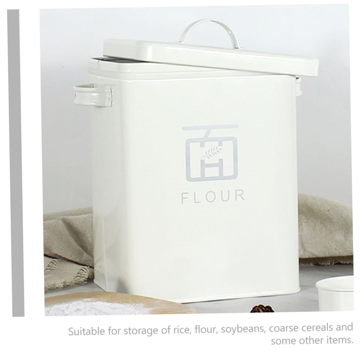 Zerodeko Haushalts Reisbox aus Eisen, Weiß, Multifunktional | Mehlaufbewahrungseimer, Sichere Lagerung, Küchenaccessoire für Vorräte