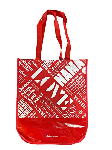 lululemon Medium LOVE Breathe Deeply Tote Bag Red Silver Black White (Red)