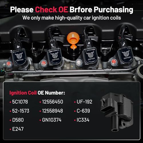 Image of BDFHYK Ignition Coils Pack Compatible with Chevy Avalanche Camaro Corvette Silverado,Compatible with GMC Sierra Yukon Savana,CTS,Firebird l6 V8 5.7L 7.4L 8.1L Coil for UF192 D580 Set of 8