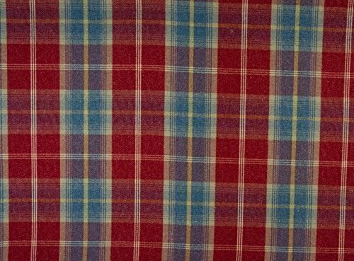 Porter and Stone Balmoral Wool Effect Thick Tartan Check Curtain & Upholstery Fabric - Ruby
