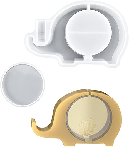 Miniatura 8 de KyeeaDIY 2 piezas de moldes de resina para almacenamiento de elefante, hipopótamo, cerdo, molde de silicona, moldes para monedas, caja de joyería de
