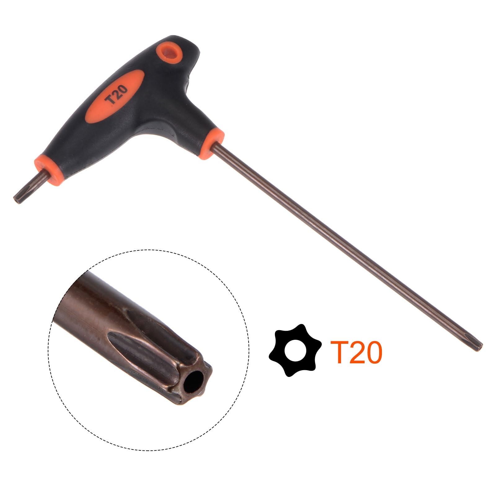 uxcell T20 Anti Tamper Proof Torx Key T-Handle Dual End Wrench, S2