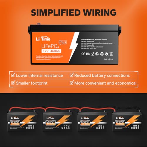 Image of Litime 4Packs 12V 460Ah LiFePO4 Lithium Battery, Max. 15000 Deep Cycle Battery, Group 8D, 5888Wh High Energy, 250A BMS for Home Storage, Solar Power System, RV, Marine