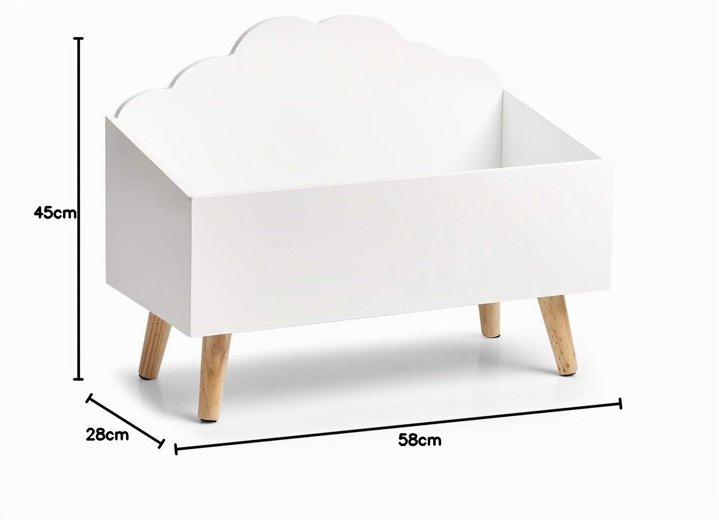 Zeller 13503 Nube - Baúl de almacenamiento infantil (tablero de fibra de densidad media, 58 x 28 x 45 cm), color blanco