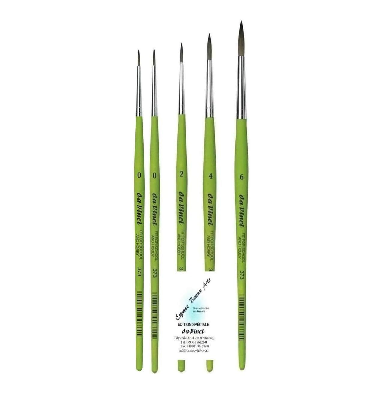 Da Vinci Serie 373 Set di 4 pennelli rotondi sintetici di Da Vinci (0, 2, 4, 6) + 1