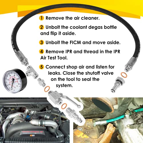 Bzumperyz High Pressure Oil System Ipr Air Test Tool Set With Gauge Air Meter For Ford 6.0L/7.3L Powerstroke #TOP3