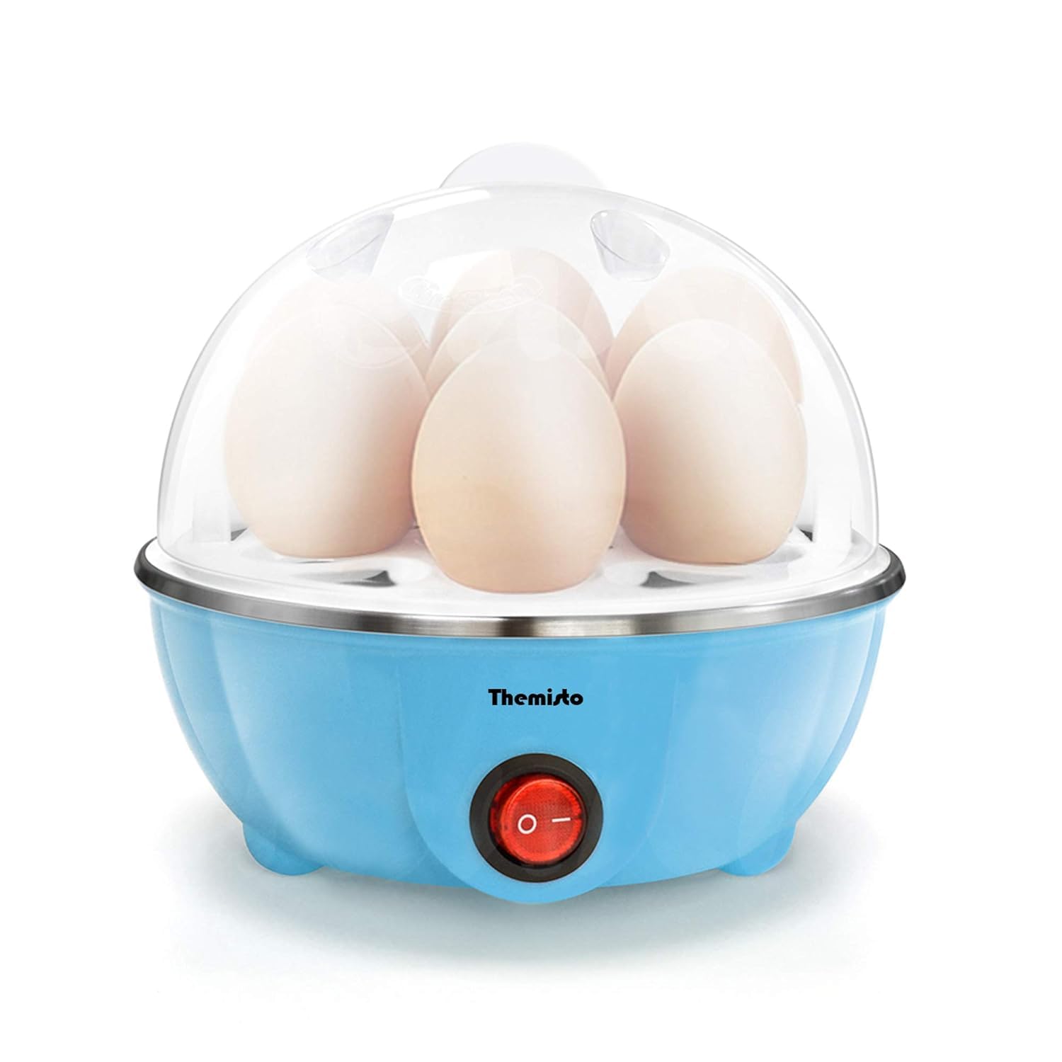 HEXAHOME Rapid Egg Boiler, 7 Egg Capacity 350W Single Layer Electric Egg Cooker Hard Boiled Egg Maker with Auto Shut Off, Measuring Cup for Poached Eggs Scrambled Eggs (Blue EU)-picture-35