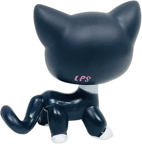 Vista 4 de Rare Old LPS Gato Negro Flor Blanca Ojos Gatito Tienda de Mascotas Lindo Bobble Head Figuras de Acción Juguete para Niños Niño Niña Regalo