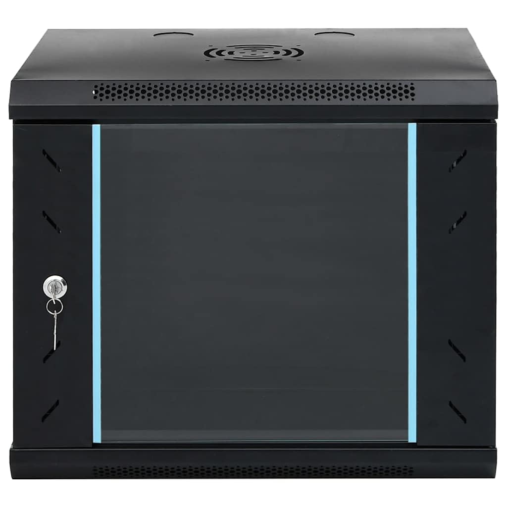 9HE - Armadietto di rete da 19", 53 x 40 x 45 cm, montaggio a parete, alloggiamento in acciaio nero, per accessori server