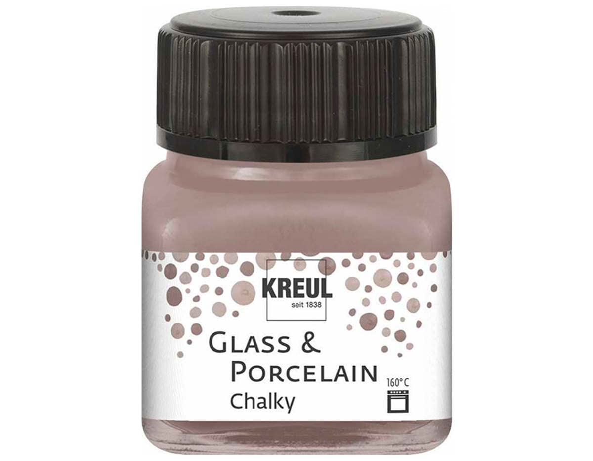 Kreul 16642 - Vetro e Porcellana Gessoso Mild Mocca, 20 ml vetro, morbido - vernice opaca a base d'acqua per vetro e porcellana, asciugatura rapida, opaco