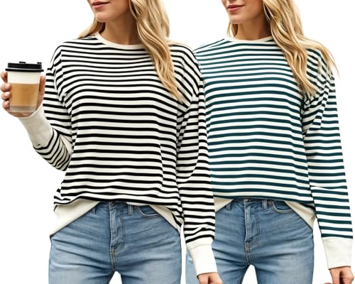 Image of VIMAL JONNEY Women Striped T-Shirt || T-Shirt for Women || Full Sleeve T Shirt || T-Shirt-VIMAL640620