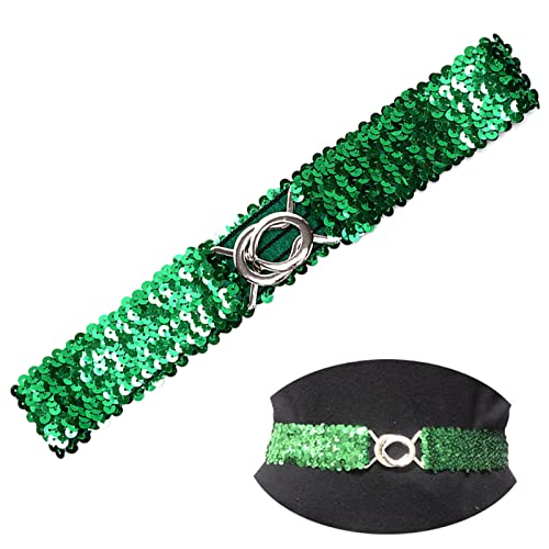 YouU Mujer Mujer Elástica Hebilla Elástica Estilo Lentejuelas Ribete Cintura Cinturón Moda Cintura Mujer Cinturón Personalidad Metálico Vestido Vestido Cinturón Cinturón Elástico, verde, 50 Cover