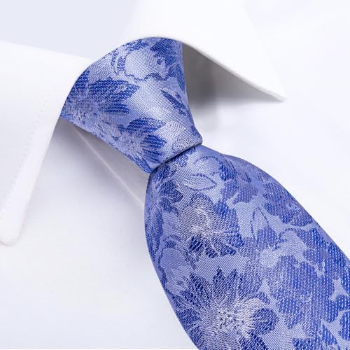 Image of DiBanGu Mens Paisley Tie Sets Silk Jacquard Woven Floral Necktie and Pocket Square Cufflinks Wedding Business Party