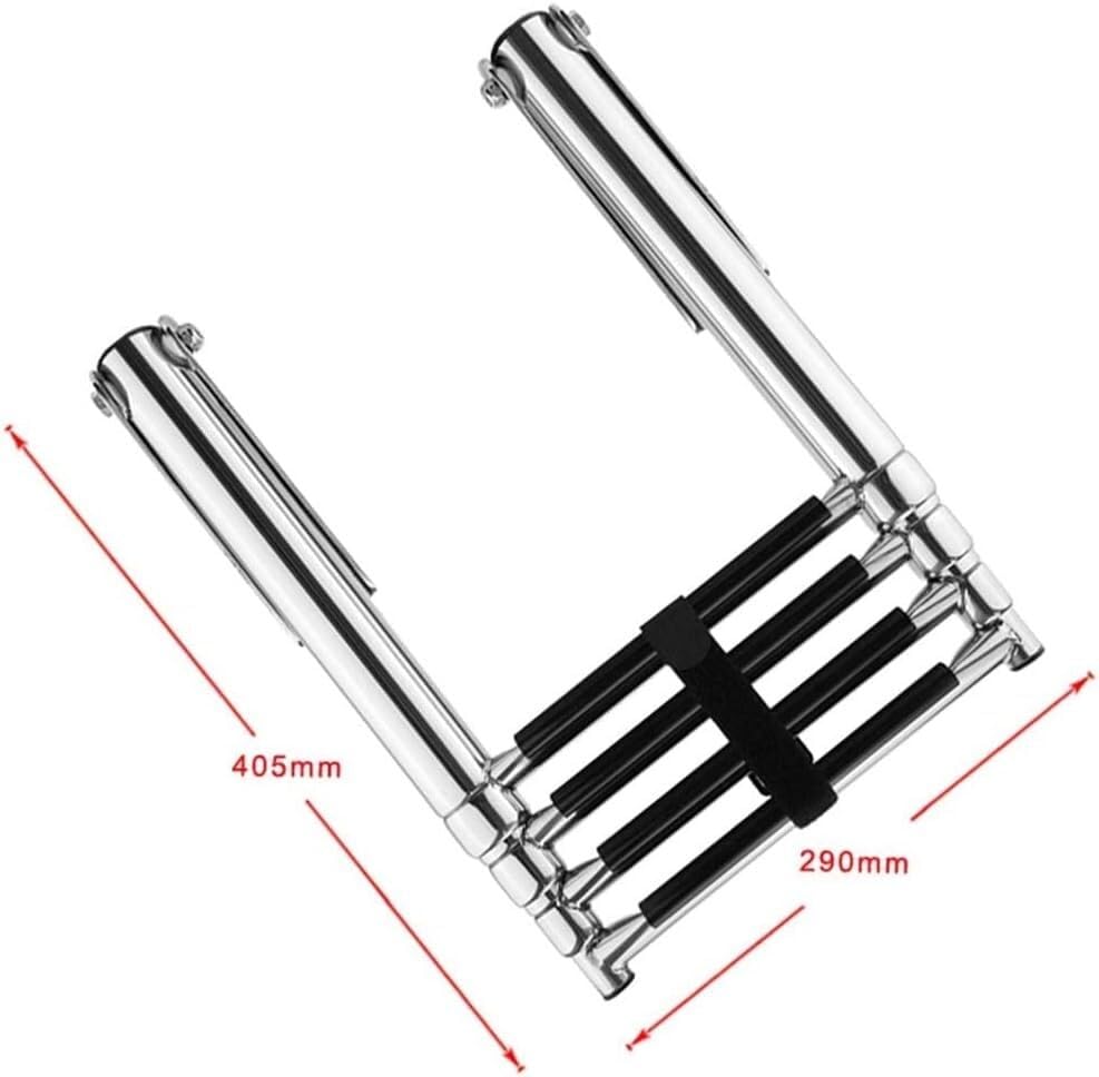 Escalera telescópica de acero inoxidable para marina y piscina, negra, 4 escalones miniatura 2